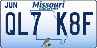 MO license plate QL7K8F