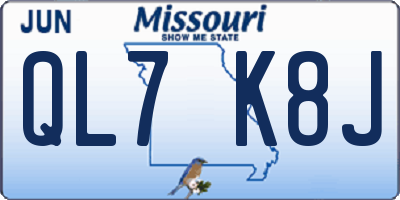 MO license plate QL7K8J