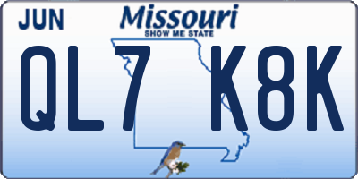 MO license plate QL7K8K