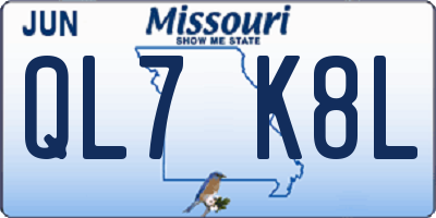 MO license plate QL7K8L