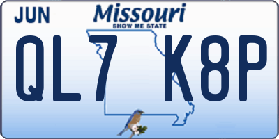 MO license plate QL7K8P