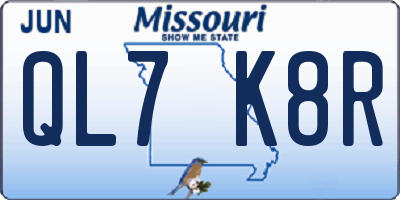 MO license plate QL7K8R