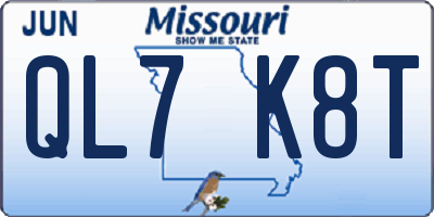 MO license plate QL7K8T