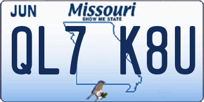 MO license plate QL7K8U