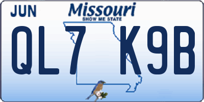 MO license plate QL7K9B