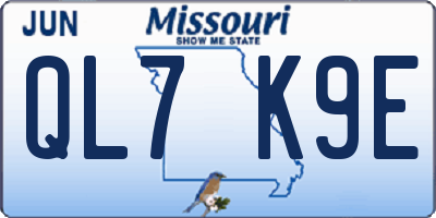 MO license plate QL7K9E
