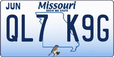 MO license plate QL7K9G