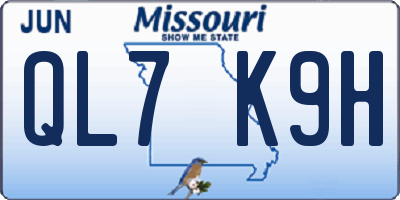MO license plate QL7K9H