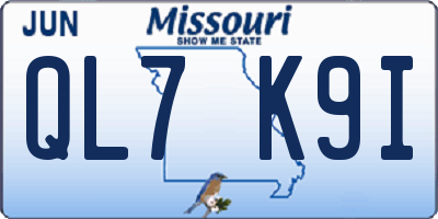 MO license plate QL7K9I