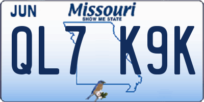 MO license plate QL7K9K
