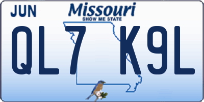 MO license plate QL7K9L