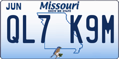 MO license plate QL7K9M