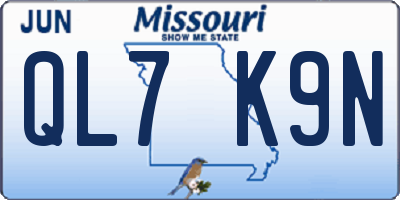 MO license plate QL7K9N