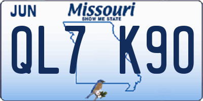 MO license plate QL7K9O