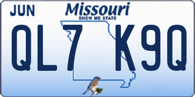 MO license plate QL7K9Q