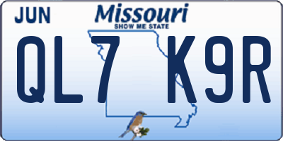 MO license plate QL7K9R