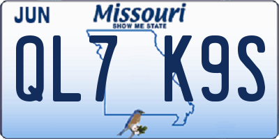 MO license plate QL7K9S