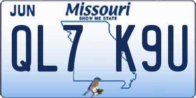 MO license plate QL7K9U