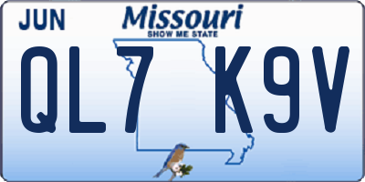 MO license plate QL7K9V
