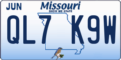 MO license plate QL7K9W