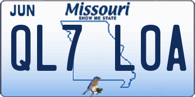 MO license plate QL7L0A