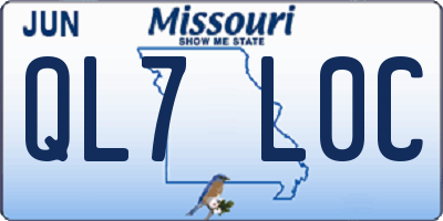 MO license plate QL7L0C