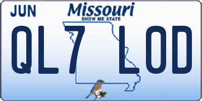 MO license plate QL7L0D