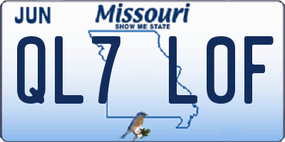 MO license plate QL7L0F