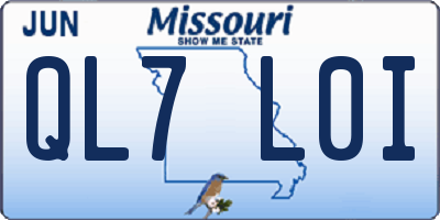 MO license plate QL7L0I