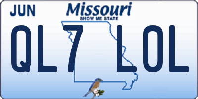 MO license plate QL7L0L