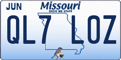 MO license plate QL7L0Z