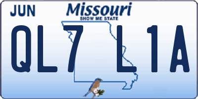 MO license plate QL7L1A