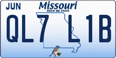 MO license plate QL7L1B