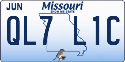 MO license plate QL7L1C