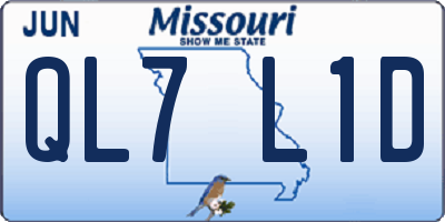 MO license plate QL7L1D