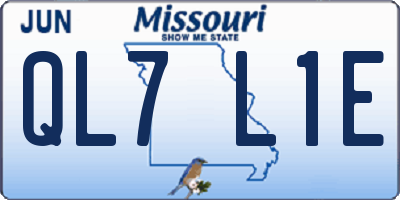 MO license plate QL7L1E