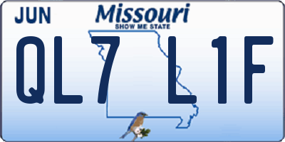MO license plate QL7L1F