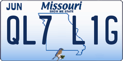 MO license plate QL7L1G
