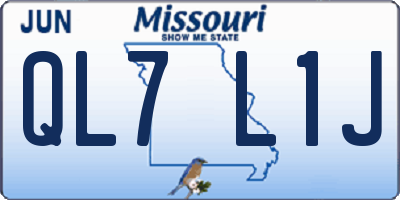MO license plate QL7L1J