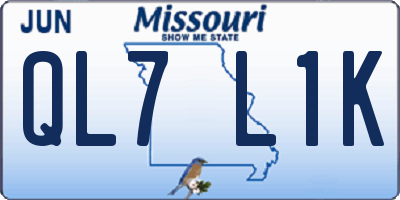 MO license plate QL7L1K
