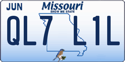 MO license plate QL7L1L