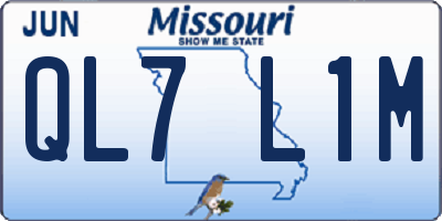 MO license plate QL7L1M