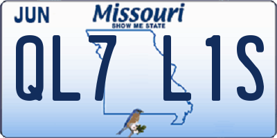 MO license plate QL7L1S
