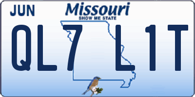MO license plate QL7L1T