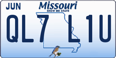 MO license plate QL7L1U