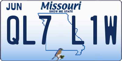 MO license plate QL7L1W