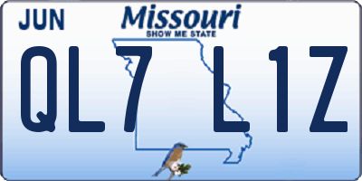 MO license plate QL7L1Z