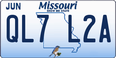 MO license plate QL7L2A