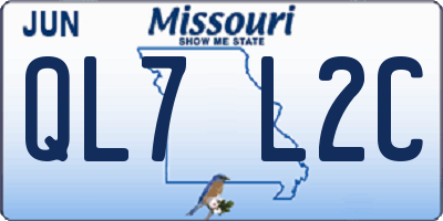 MO license plate QL7L2C