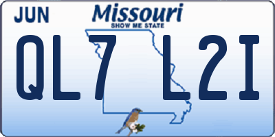 MO license plate QL7L2I